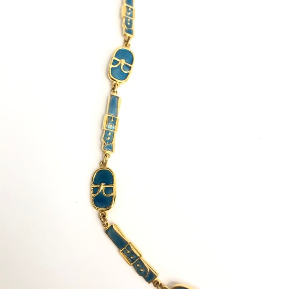 Vintage Roberta Di Camerino Gold Blue Enamel R Logo Chain Belt main image 5